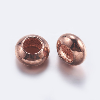 Brass Beads, Rondelle, Rose Gold, 6x3mm, Hole: 3mm