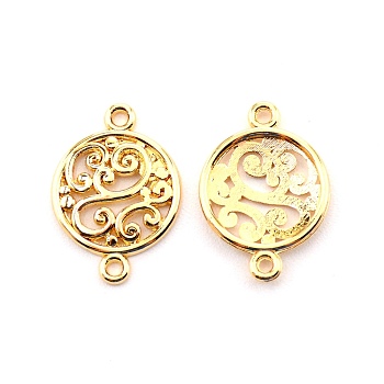 Baroque Style Zinc Alloy Connector Charms, Cadmium Free & Lead Free, Flat Round with Vine, Light Gold, 20.4x14x2mm, Hole: 1.2mm