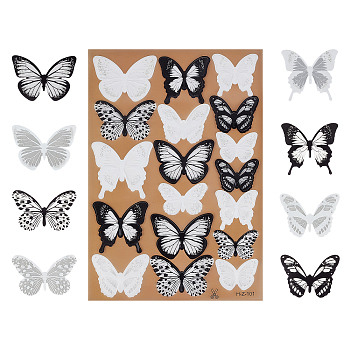 CHGCRAFT PVC Wall Stickers, with Glue Stickers, for Home Living Room Bedroom Decoration, 3D Butterfly, Colorful, Butterfly: 3.7~6.7x5~7.5cm, 18pcs/set