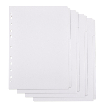 A4 Binder Divider Pages, Index Page, Rectangle, White, 298x220x0.3mm, Hole: 6mm & 10x6.5mm, 5pcs/set