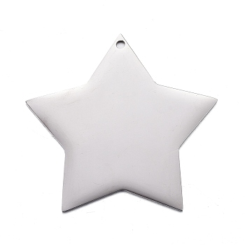 304 Stainless Steel Pendants, Stamping Blank Tag, Star, Stainless Steel Color, 31x33x1mm, Hole: 1.2mm
