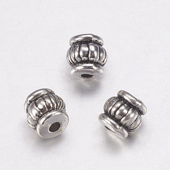 Tibetan Style Alloy Beads, Lead Free & Nickel Free, Barrel, Antique Silver, 5x5x5mm, Hole: 1.5mm