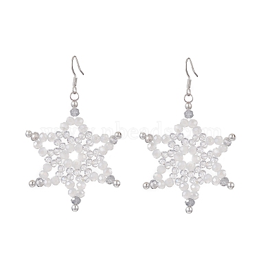 Clear AB Snowflake Glass Earrings