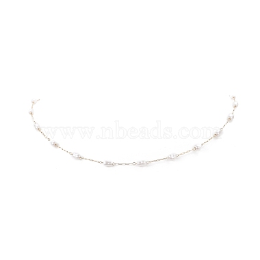 Glass Pearl Link Chain Necklace(NJEW-JN04252)-6