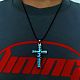 Luminous Glow In The Dark Alloy Cross with Snake Pendant Necklace with Leather Cord(LUMI-PW0006-62)-2