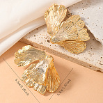 Alloy Stud Earrings, Golden, Flower, 55x40mm(FS-WG2070E-02)