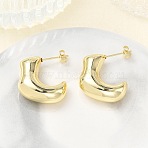 Brass Stud Earrings for Women, Nuggets, Half Hoop Earrings, Real 14K Gold Plated, 22x20.5x9.5mm(KK-CBAD851-17G)