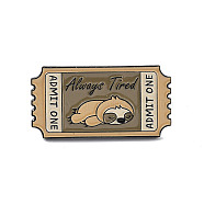 Rectangle Stamp Always Tired Zinc Alloy Enamel Brooch, for Backpack Clothes, Peru, 16x30.5x1.5mm(JEWB-C028-01C-EB)