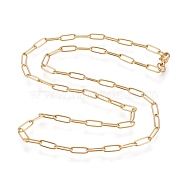 304 Stainless Steel Paperclip Chain Necklace, with Lobster Claw Clasps, Golden, 19.68 inch(50cm)(NJEW-M183-04G)