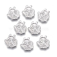 304 Stainless Steel Cabochons, Filling Material for Epoxy Resin Craft Art, Laser Cut, Abstract Face, Stainless Steel Color, 8x8x1mm(STAS-P245-20P)