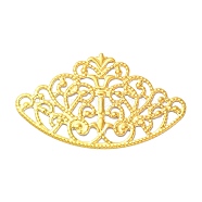 Iron Filigree Joiners, Etched Metal Embellishments, Crown Flower, Golden, 40x65.5x1mm(FIND-B020-19G)