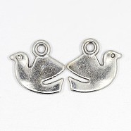 Alloy Charms, Cadmium Free & Lead Free, Dove of Peace, Antique Silver, 16x13x1.5mm, Hole: 2mm(EA9092Y)