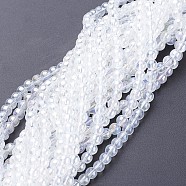 Glass Beads Strands, Round, Clear AB, AB Color Plated, The beads about 4mm in diameter, hole: 1mm, about 13 inch/strand, about 80pcs/strand(GR4mm01Y-AB)