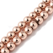 Electroplated Synthetic Non-magnetic Hematite Beads Strands, Round, Rose Gold Plated, 5mm, Hole: 1mm, about 84pcs/strand, 15.75''(40cm)(G-I364-C02-RG)