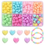 240Pcs 8 Colors Heart Acrylic Beads, Bead in Bead, Mixed Color, 7x8x4mm, Hole: 1.8mm, 30pcs/color(TACR-YW0001-92)