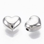 201 Stainless Steel Beads, Heart, Real Platinum Plated, 9x10x6mm, Hole: 1.6mm(STAS-N093-01B-01P-NF)