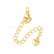 Rack Plating Brass Ends with Chain and Lobster Claw Clasps, Long-Lasting Plated, Lead Free & Cadmium Free, Heart, Golden, 72mm(KK-F873-05G)