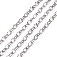 304 Stainless Steel Cable Chains, Soldered, Flat Oval, Stainless Steel Color, 4x3mm(CHS-K001-96-3.5mm)