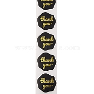 Thank You Stickers Round Labels for Envelope Greeting Cards, Black, 25x25mm 150pcs/roll(DIY-R084-06B)