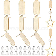 16Pcs Brass Stud Earring Findings, with Hole, Oval, Nickel Free, with 40Pcs Plastic Ear Nuts, Real 18K Gold Plated, 21x8mm, Hole: 1.4mm, Pin: 0.9mm(KK-BC0009-02)