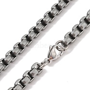 304 Stainless Steel Box Chain Necklaces, Antique Silver, 23.62 inch(60cm), Link: 6x6x6mm(NJEW-K378-17C-AS)