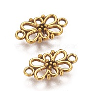 Tibetan Style Links connectors, Flower, Lead Free and Nickel Free and Cadmium Free, Antique Golden, 16x8x3.5mm, Hole: 1.5mm(X-GLF5094Y-NF)