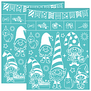 Self-Adhesive Silk Screen Printing Stencil, for Painting on Wood, DIY Decoration T-Shirt Fabric, Turquoise, Gnome, 280x220mm(DIY-WH0338-281)