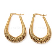 304 Stainless Steel Wire Wrap Teardrop Hoop Earrings, Real 18K Gold Plated, 37x25x6.5mm(EJEW-M221-07G)