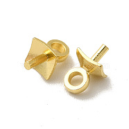 Brass Eye Pin Peg Bails, For Half Drilled Beads, Cadmium Free & Lead Free, Square, Real 24K Gold Plated, 7x4x4mm, Hole: 2mm, Pin: 0.8mm(X-KK-H442-28G)