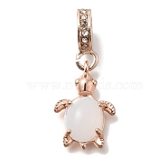 Rack Plating Alloy Rhinestone European Dangle Charms, Glass Turtle Large Hole Pendants, Lead Free & Cadmium Free, Light Gold, White, 30mm, Hole: 5mm(FIND-H005-45KCG-03)