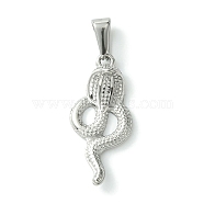 304 Stainless Steel Pendants, Snake Charms, Stainless Steel Color, 29x13x5.5mm, Hole: 7x3.5mm(STAS-L275-01D-P)
