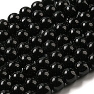 Painted Glass Bead Strands, Baking Paint, Round, Black, 6mm, Hole: 1.3~1.6mm, about 133pcs/strand, 31.4 inch(DGLA-S071-6mm-90)