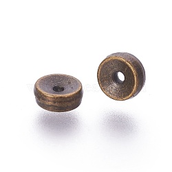 Tibetan Style Beads, Cadmium Free & Nickel Free & Lead Free, Disc, Antique Bronze Color, Size: about 5mm in diameter, 2mm thick, hole: 1mm, about 85pcs/20g(Y-TIBEB-A101857-AB-FF)