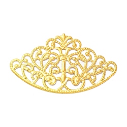 Iron Filigree Joiners, Etched Metal Embellishments, Crown Flower, Golden, 40x65.5x1mm(FIND-B020-19G)