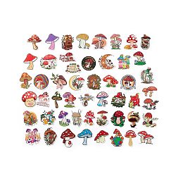 Colorful Paper Cartoon Stickers, for Water Bottles Laptop Phone Skateboard Decoration, Mushroom Pattern, 36~65.5x51~57.5x0.2mm, 51pcs/bag(DIY-C063-01)