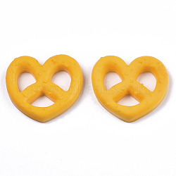 Resin Decoden Cabochons, Imitation Food Biscuits, Heart, Gold, 23~24x25~26x5mm(CRES-N022-112B)