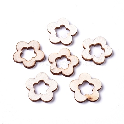 Poplar Wood Linking Rings, Flower, Floral White, 19x20x2.5mm, Inner Diameter: 9x10mm(WOOD-D021-03A)