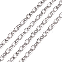 304 Stainless Steel Cable Chains, Soldered, Flat Oval, Stainless Steel Color, 4x3mm(CHS-K001-96-3.5mm)
