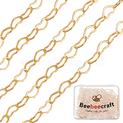 5M Soldered Brass Cable Chains, Heart Link Chains, Long-Lasting Plated, with Spool, Golden, 3x5x0.5mm(CHC-BBC0001-01)