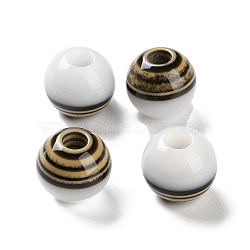 Resin European Beads, Large Hole Beads, Round, White, 18x16mm, Hole: 6mm(RESI-U009-05D)