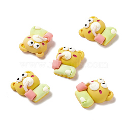 Opaque Resin Cabochons, Bear with Drink, Gold, 22x18x10mm(RESI-G036-A06)