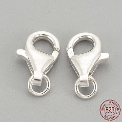 925 Sterling Silver Lobster Claw Clasps, with 925 Stamp, Silver, 11x7x3mm, Hole: 2.5mm(STER-S002-59)