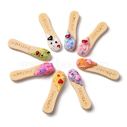 Opaque Resin Decoden Cabochons, Mixed Color, Ice Cream Stick, 9~17x17~33x6.5~11.5mm(RESI-S07-09A)