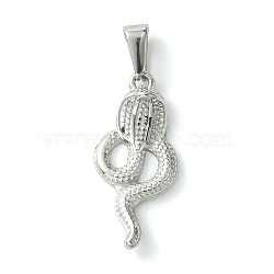 Non-Tarnish 304 Stainless Steel Pendants, Snake Charms, Stainless Steel Color, 29x13x5.5mm, Hole: 7x3.5mm(STAS-L275-01D-P)