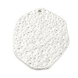 304 Stainless Steel Pendants, Textured, Flat Round Charm, Stainless Steel Color, 32x27x1.5mm, Hole: 1.4mm(STAS-I202-32P)