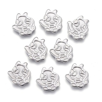 304 Stainless Steel Cabochons, Filling Material for Epoxy Resin Craft Art, Laser Cut, Abstract Face, Stainless Steel Color, 8x8x1mm