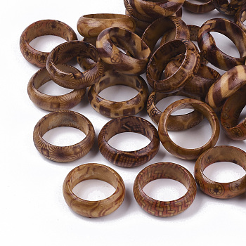 Wood Thumb Rings, Mixed Color, Size 10, 20mm