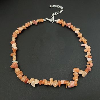 Natural Red Aventurine Chip Beaded Necklaces for Women