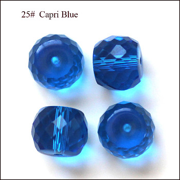 Imitation Austrian Crystal Beads, Grade AAA, Faceted, Drum, Dodger Blue, 11x9.5mm, Hole: 0.9~1mm