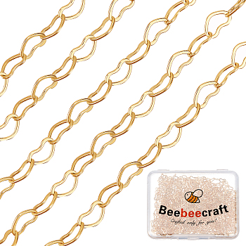 5M Soldered Brass Cable Chains, Heart Link Chains, Long-Lasting Plated, with Spool, Golden, 3x5x0.5mm